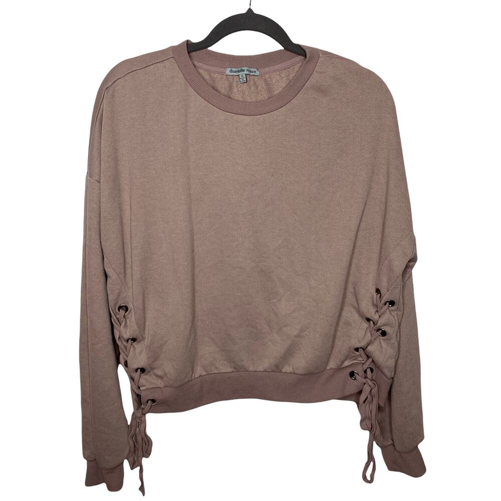 Charlotte Russe Mauve Lace Up Side Sweatshirt Sweater Pullover XL